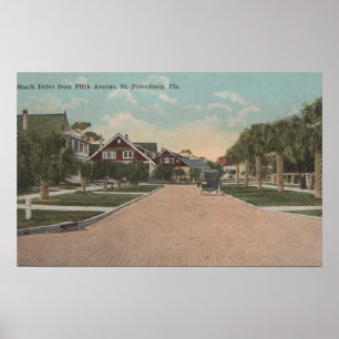 Poster St Petersburg, FL - vue de Dr. de plage et 5ème