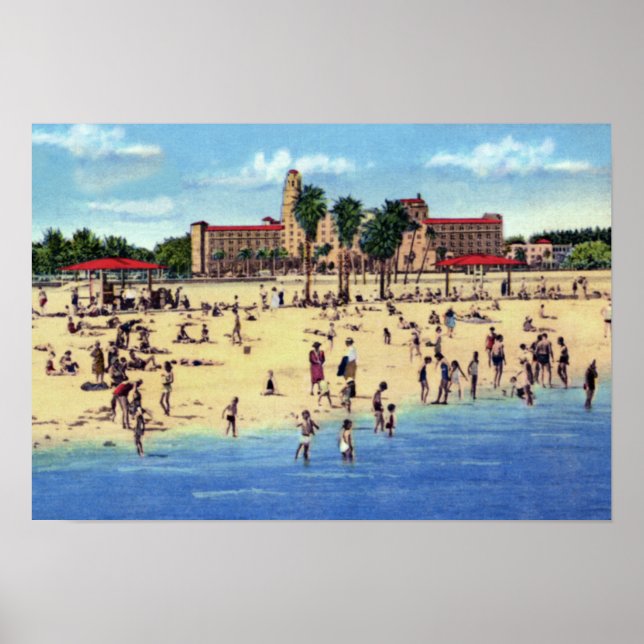 Poster St Petersburg Floride Vinoy Park Hotel Beach (Devant)