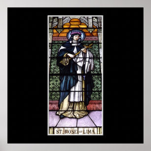 Poster St. Rose de Lima - prier pour nous vitraux