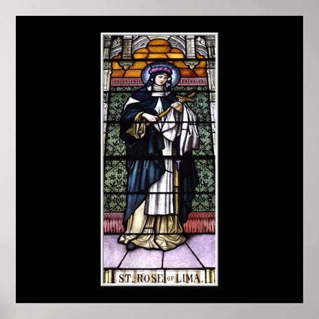 Poster St. Rose de Lima - prier pour nous vitraux (Devant)
