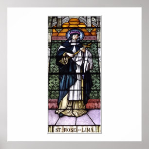 Poster St. Rose de Lima - prier pour nous vitraux