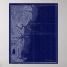 St Simons Georgia Carte Carte Nautique Bleu Art
