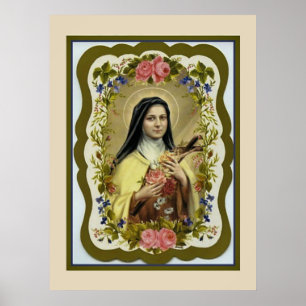 Poster St Therese de Lisieux peu de fleur de Jésus