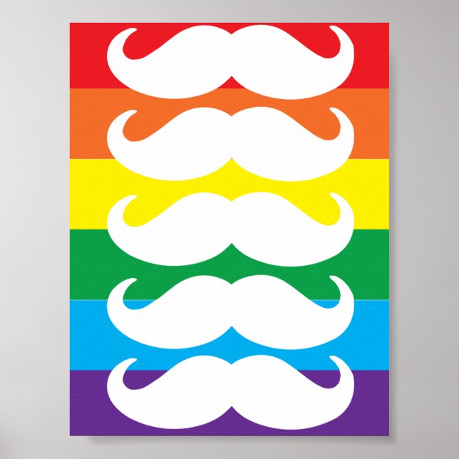 Poster Stache arc-en-ciel (Devant)
