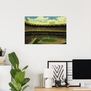 Poster Stade de baseball sportif vintage avec foule