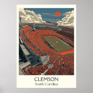 Poster Stade de football de Clemson en Caroline du Sud