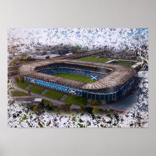 Poster Stade de rugby d'Édimbourg avec drapeau de l'Écoss