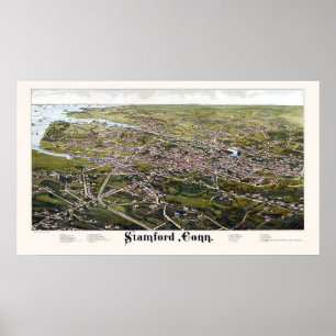 Poster Stamford, CT Carte panoramique - 1883