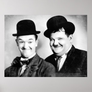 Poster Stan Laurel et Oliver Hardy - BW Vintage - D1