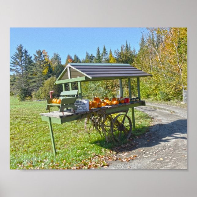 Poster Stand citrouille dans le Vermont en automne (Devant)
