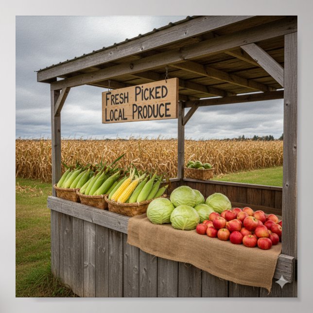 Poster Stand de ferme rustique (Devant)