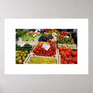 Poster stand de légumes et de fruits