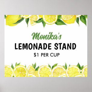 Poster Stand de limonade personnalisé à l'aquarelle