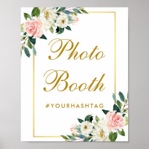 Poster Stand de photo de mariage rose doré floral