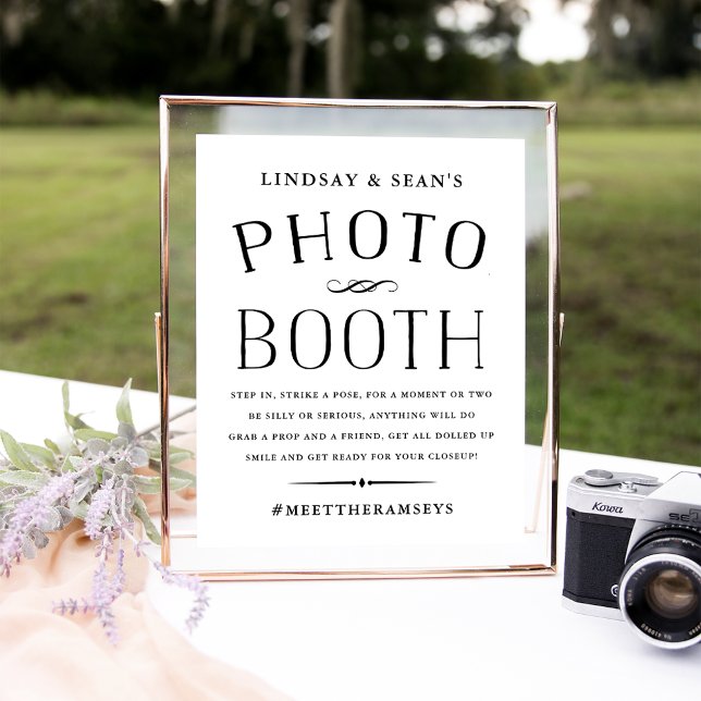 Poster Stand de Photomaton de Mariage Noir et Blanc Vinta (Créateur téléchargé)