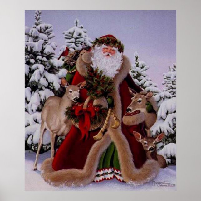 Poster Stanta Claus et l'affiche de la scène forestière (Devant)
