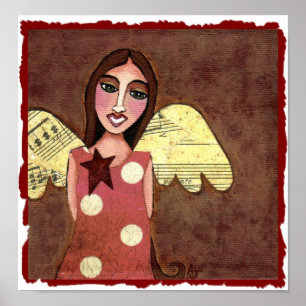 Poster Star Angel avec ailes musicales - imprimer