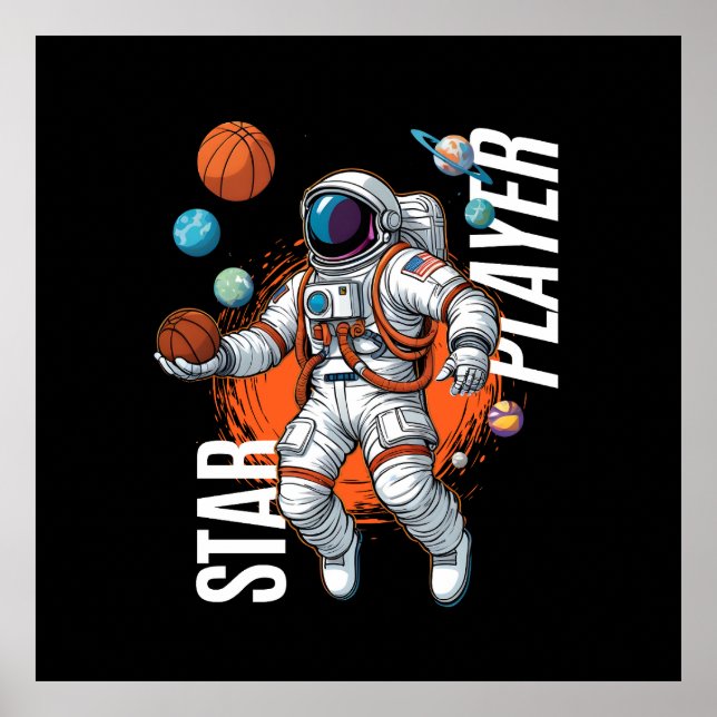 Poster Star Player - Vibes de basketball spatial (Devant)