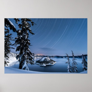 Poster Star Trails Parc national du lac Crater