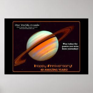 Poster Star Worlds Arcade 40e Anniversaire Rétro
