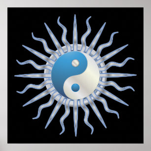 Poster Starburst bleu Yin Yang