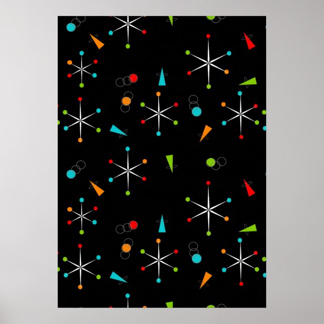 Poster Starbursts modernes du milieu du siècle (Devant)