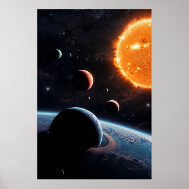 Poster Starfire Horizon – Planetary Alignment Over a Ring (Devant)