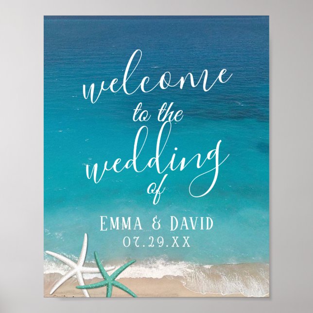 Poster Starfish Beach Wedding Bienvenue (Devant)