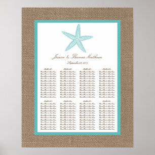 Poster Starfish Turquoise Burlap Beach Wedding Collection