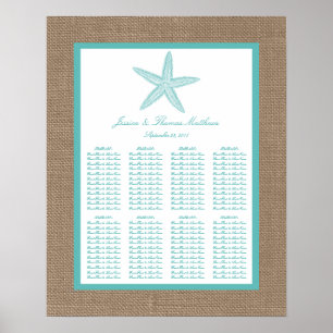 Poster Starfish Turquoise Burlap Beach Wedding Collection
