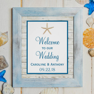 Poster Starfish Whitewashed Wood Beach Wedding Collection