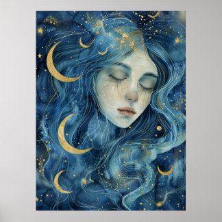 Poster Starlit Visions – Indigo Moon Goddess