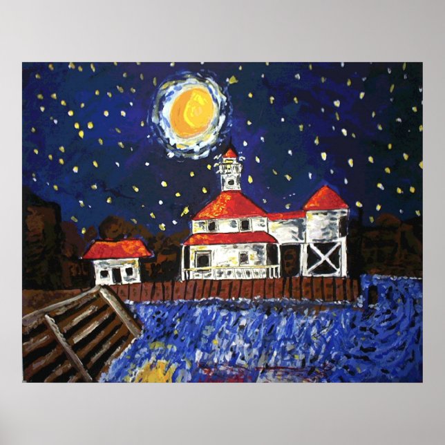 Poster Starry Night Black Lighthouse (Devant)