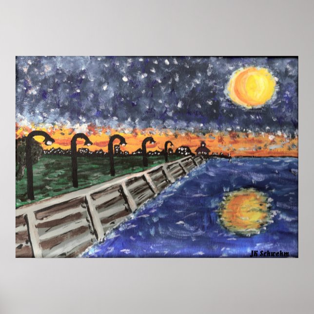 Poster Starry Night Lake Pontchartrain (Devant)