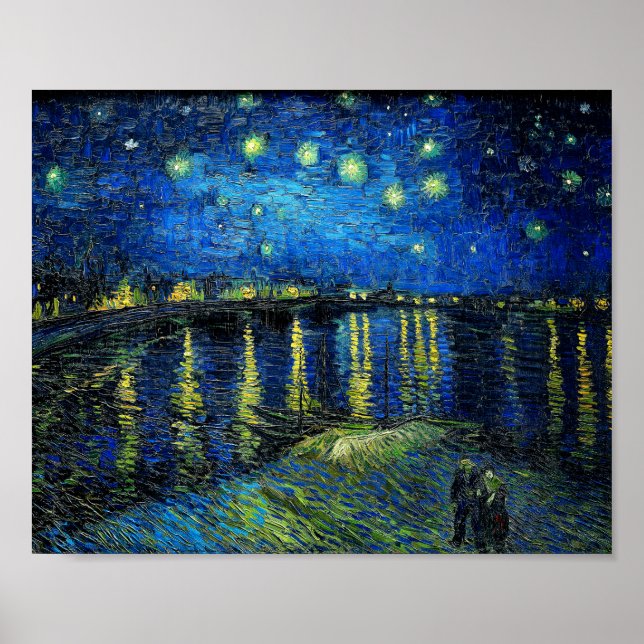 Poster Starry Night Over the Rhone par Vincent Van Gogh (Devant)