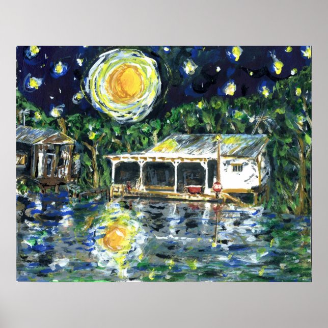 Poster Starry Night River Camp (Devant)