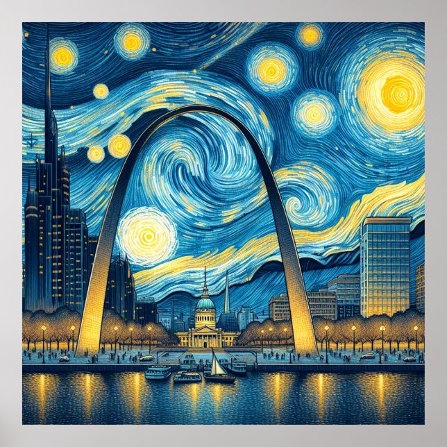 Poster Starry Night St. Louis Missouri (Devant)