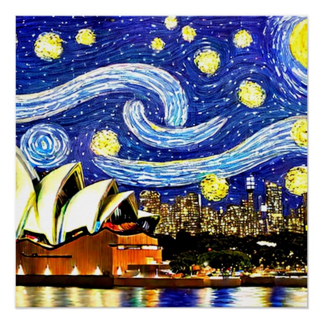 Poster Starry Night Sydney Australie Opéra (Devant)