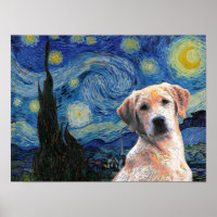 Starry Night Vincent Van Gogh Cute Labrador Chien