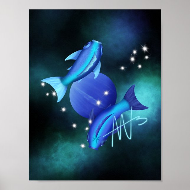 Poster Starry Pisces Neptune Zodiac (Devant)