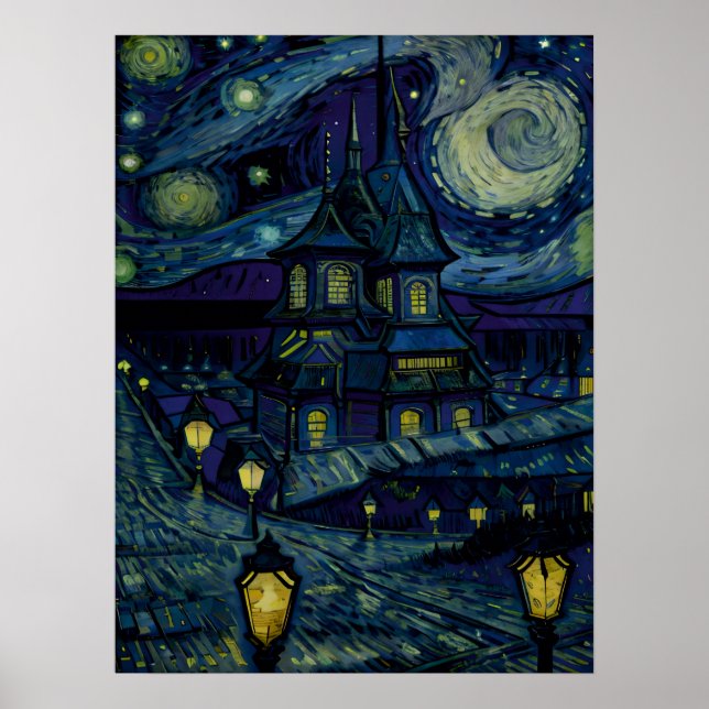 Poster Starry Sanctuaire dans le style Van Gogh (Devant)