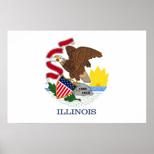Poster State Flag of Illinois, USA