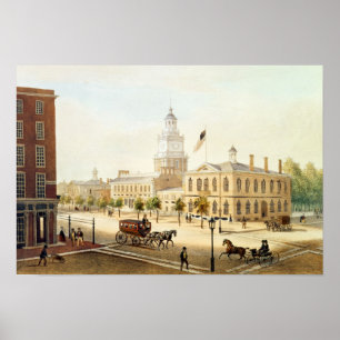 Poster State House, Philadelphie, gravée par Deroy