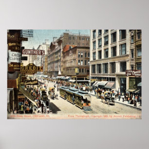 Poster State St Chicago IL Vintage 1905