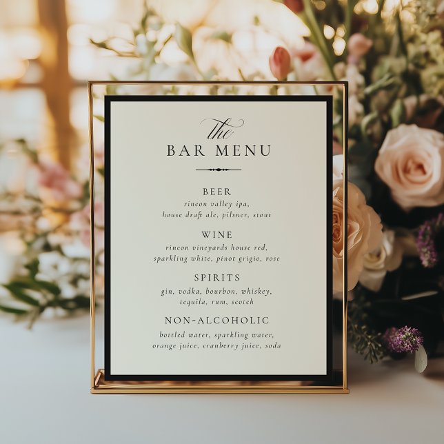 Poster STATELY Bar Menu Wedding Sign (Créateur téléchargé)