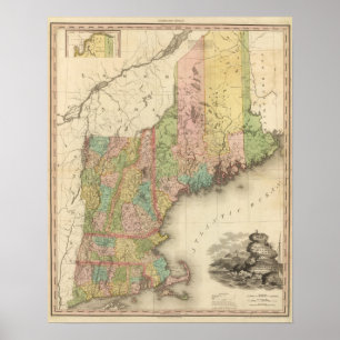 Poster States of Maine, New Hampshire, Vermont