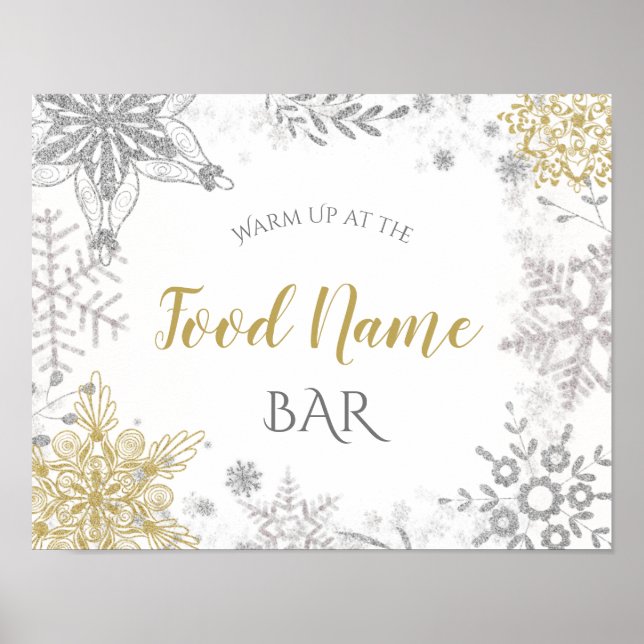 Poster Station alimentaire Winter Wonderland Silver Gold (Devant)