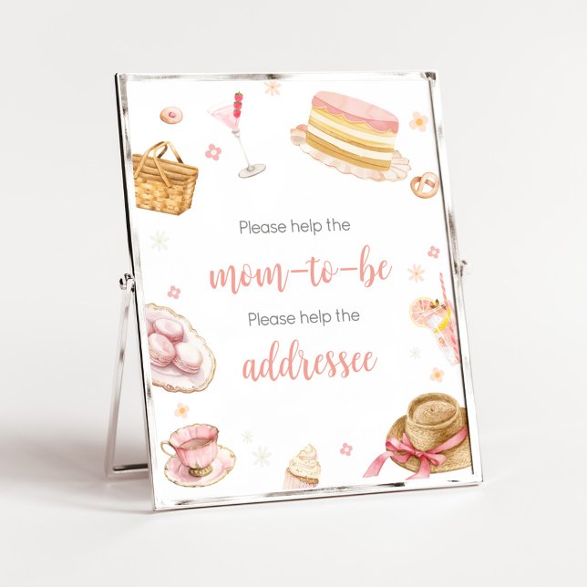 Poster Station Baby shower Enveloppe Pique-nique Bébé Bru (Picnic Baby Brunch Baby Shower Envelope Station Sign)
