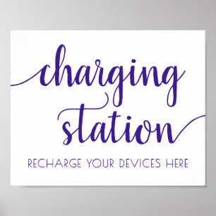 Poster Station de charge simple violet Grapher n'import