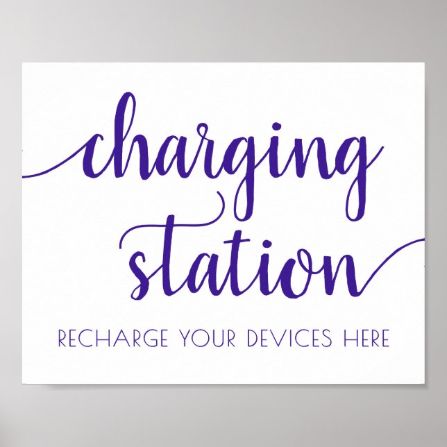 Poster Station de charge simple violet | Grapher n'import (Devant)